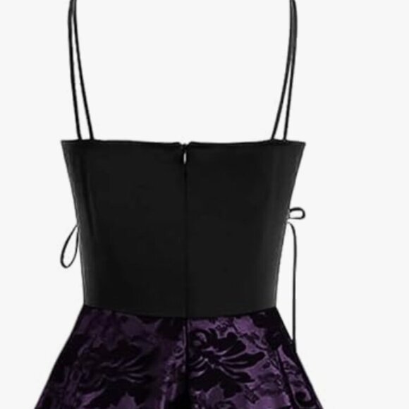 Spaghetti Strap Prom Dress Gothic High Low Floral Lace Bandage Corset Punk - Picture 2 of 7